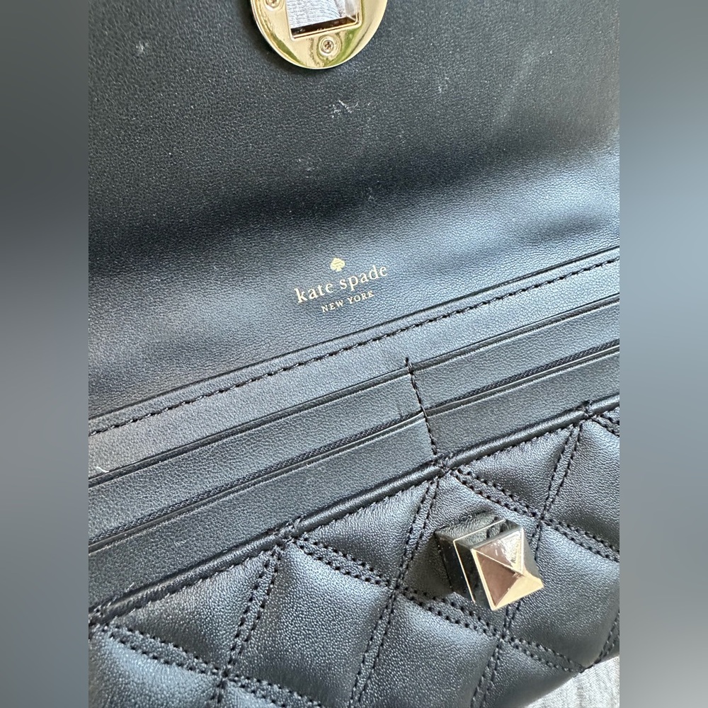 EUC♠️Kate Spade Natalia Large Turn Lock Wallet black/silver - Picture 4 of 9